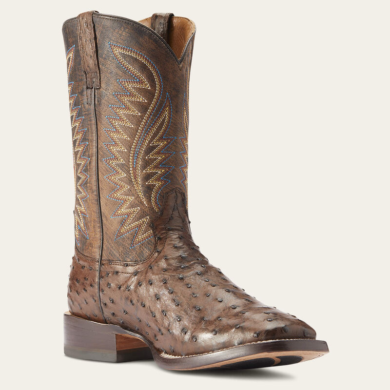 Ariat Men's Gallup Ostrich Western Boot #10034051 * Mocha Full Quill