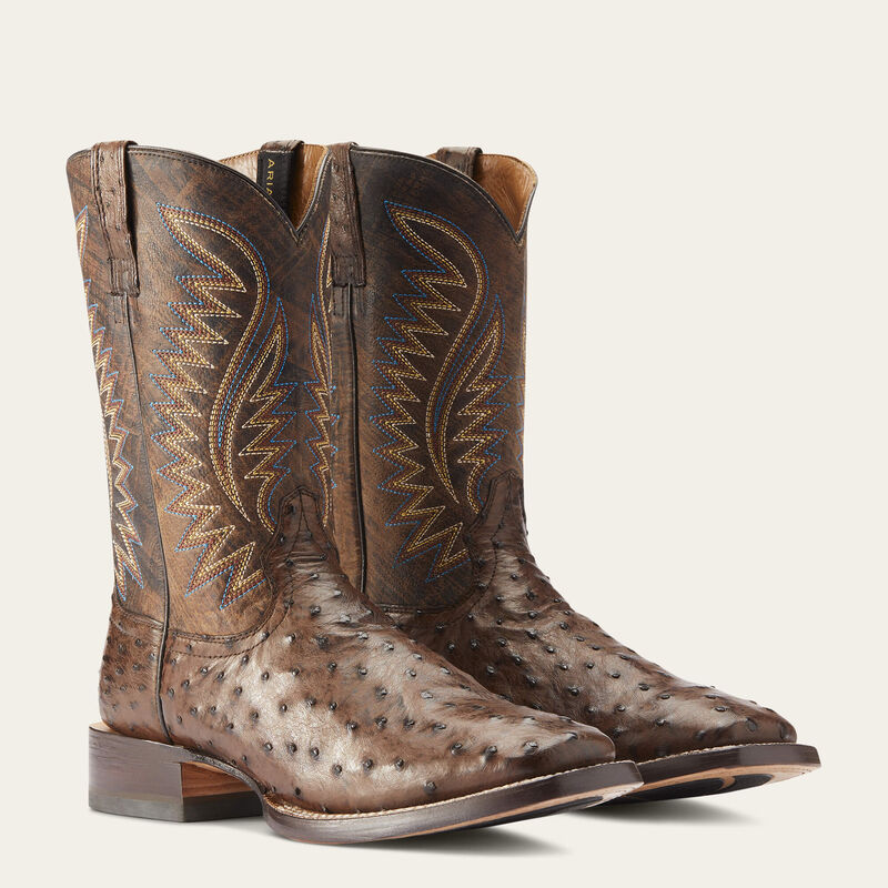 Ariat Men's Gallup Ostrich Western Boot #10034051 * Mocha Full Quill
