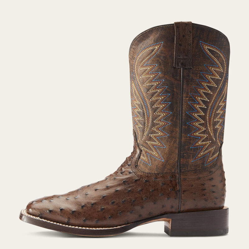 Ariat Men's Gallup Ostrich Western Boot #10034051 * Mocha Full Quill