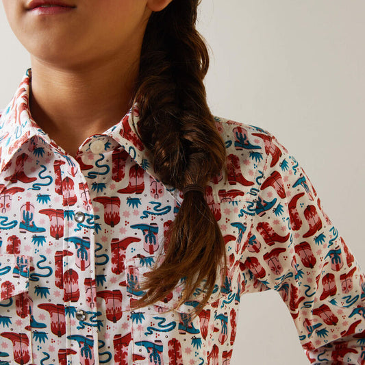 Ariat Girls Blazin' Boots Bling Crystal Snap Western Shirt 1004368