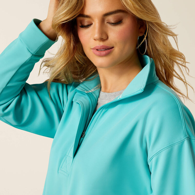 Ariat Women's Breeze Logo 1/2 Zip Turquoise Sweatshirt