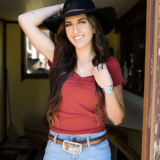 Montana Silversmiths Desert Moon Turquoise Cactus Buckle - STUNNING