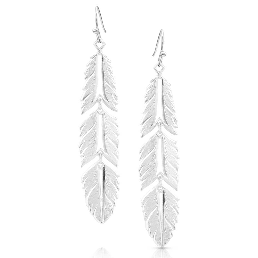 Montana Silversmiths Stunning Fine Silver Freedom Feather American Made Earrings