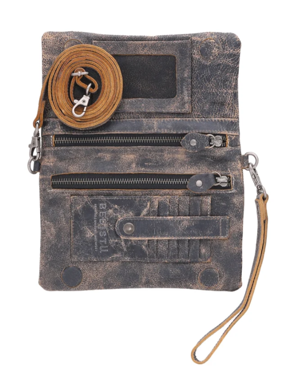 Cadence - Black Lux Crossbody Clutch