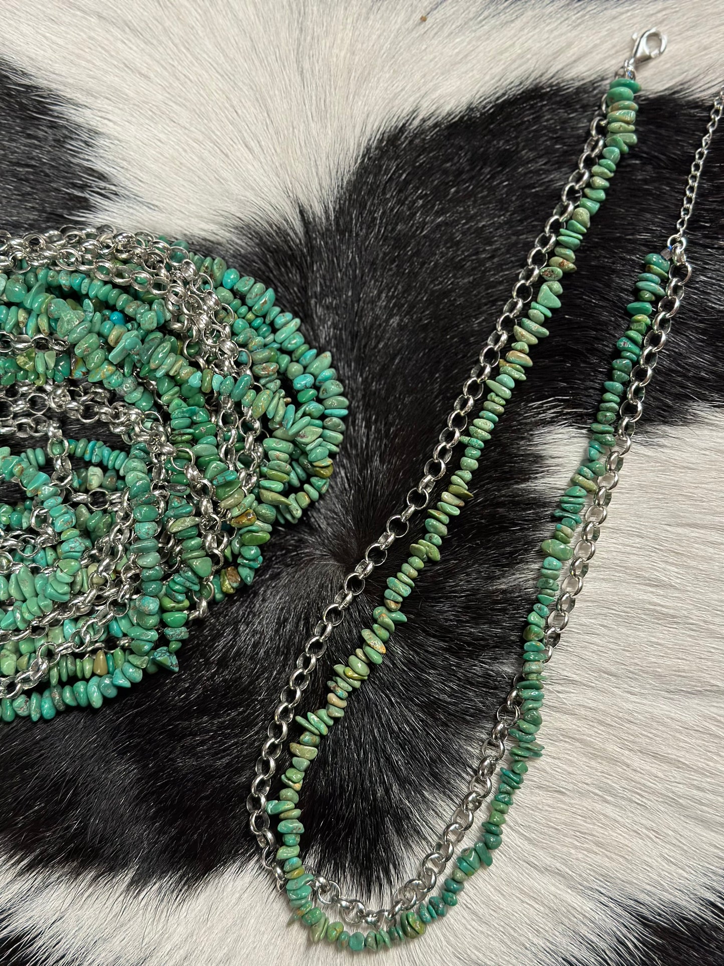 Montana Silversmiths Double Strand Sterling Silver and Natural Turquoise Necklace