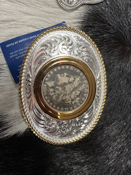 Montana Silversmiths Coin Holder Western Belt Buckle without Coin
