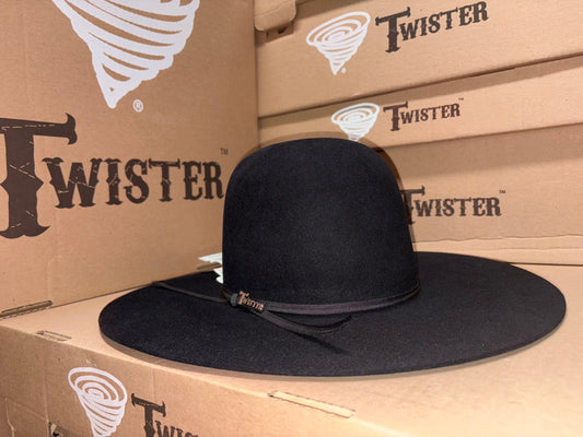Twister 6X Black Open Crown Fur Western Hat T7635801