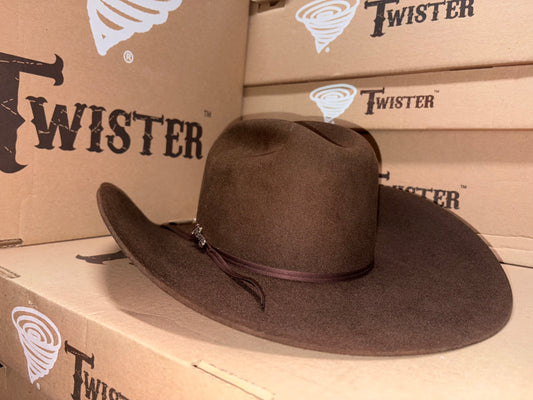 Twister 6X Brown Fur Blend Ranchers Crown Western Hat T7635002