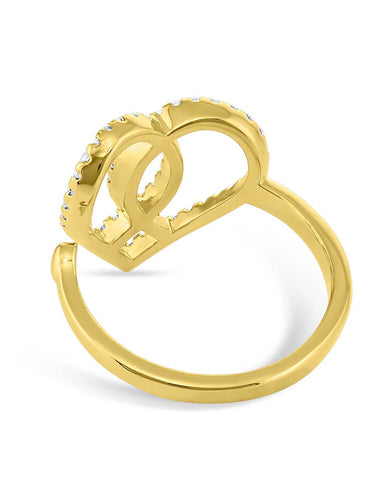 Montana Silversmiths 18kt GOLD PLTD Connect Faith Heart ADJUSTABLE Ring STUNNING