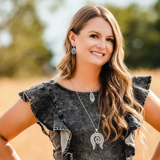 Montana Silversmiths Blue Spring Turquoise Squash Blossom Necklace