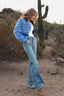 Kimes Ranch Jeans Women's HIGH RISE Stovepipe Raw Hem OLIVIA Flare Jeans
