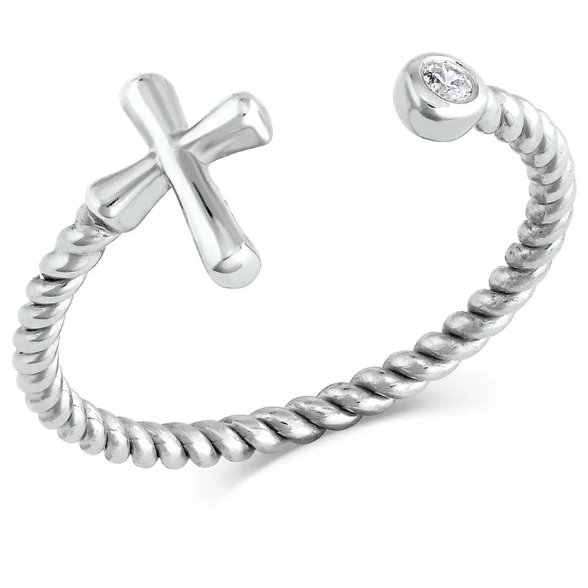 Montana Silversmiths Women's Faith On Full Ring Sterling Silver ADJUSTABLE SIZE
