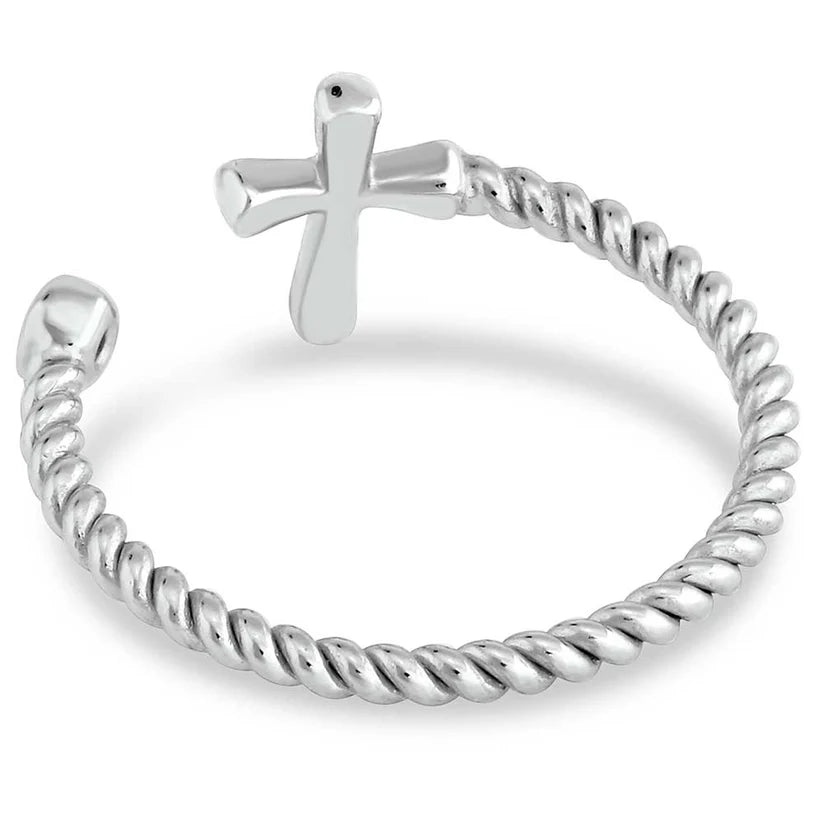 Montana Silversmiths Women's Faith On Full Ring Sterling Silver ADJUSTABLE SIZE