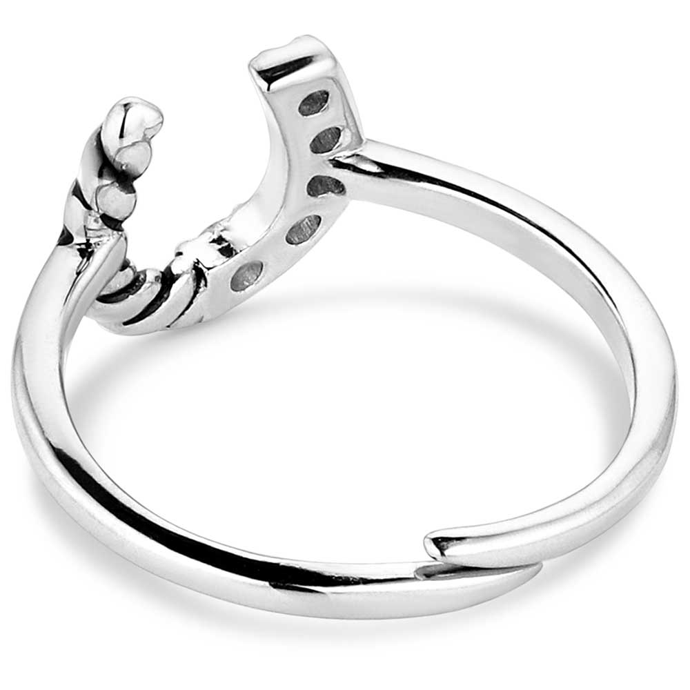 Montana Silversmiths Roping Luck Sterling Silver Crystal Ring * Adjustable