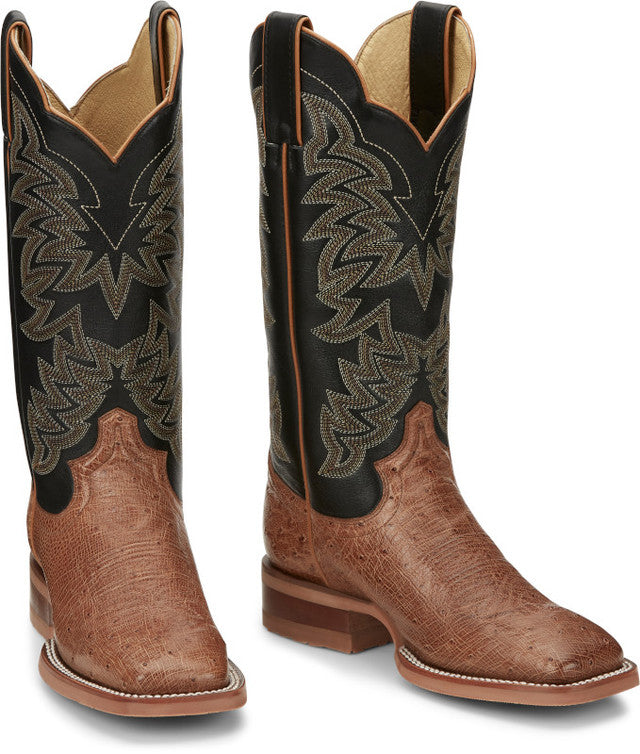 JUSTIN WOMEN'S RALSTON COGNAC SMOOTH OSTRICH WESTERN BOOTS JE701