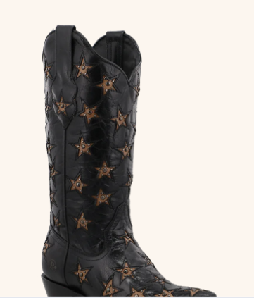 TWISTED X Black Star Marfa Black and Tan Star Stud Sassy Boots