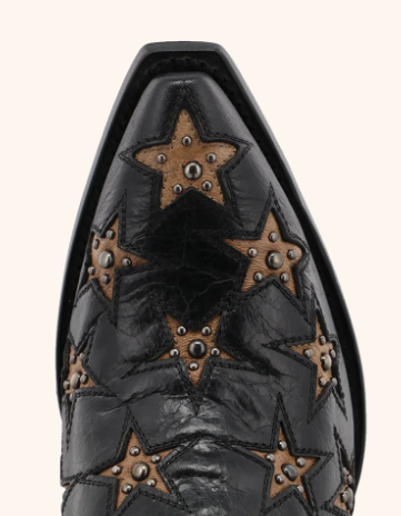 TWISTED X Black Star Marfa Black and Tan Star Stud Sassy Boots
