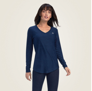 AriatTek Women's V Neck Laguna SPF Performance Top Navy #10041608