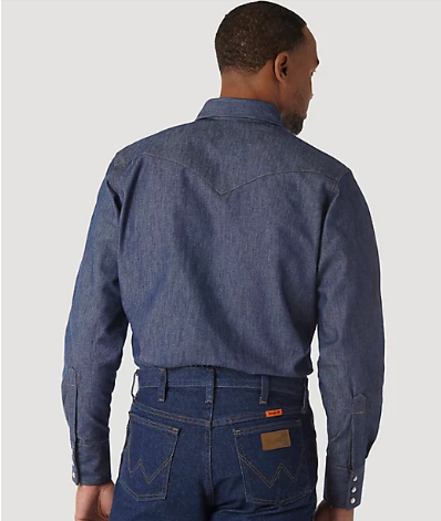 Wrangler Men's FR Flame Resistant Western Denim Snap Work Shirt BIG & TALL