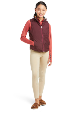 Ariat Youth Emma Reversible Insulated Vest Ponies & Floral in Navy/Mulberry