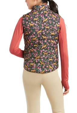 Ariat Youth Emma Reversible Insulated Vest Ponies & Floral in Navy/Mulberry