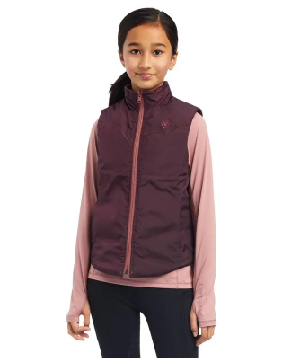 Ariat Youth Bella Reversible Insulated Vest in Wild Ginger Ponies & Mulberry