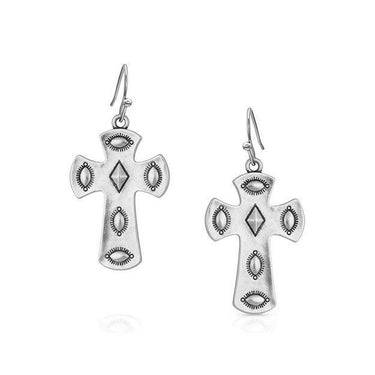 MONTANA SILVERSMITHS CHUNKY STUDDED CROSS EARRINGS