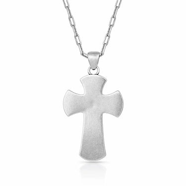 MONTANA SILVERSMITHS Studded Royal Chunky Silver Cross Necklace NC4908