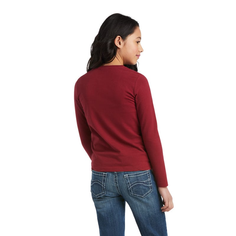 Ariat Girls Kick the Dust Up Rhubarb Long Sleeve Tee Shirt 10038069