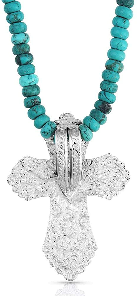 Montana Silversmiths Authentic Turquoise Cross Faith Necklace
