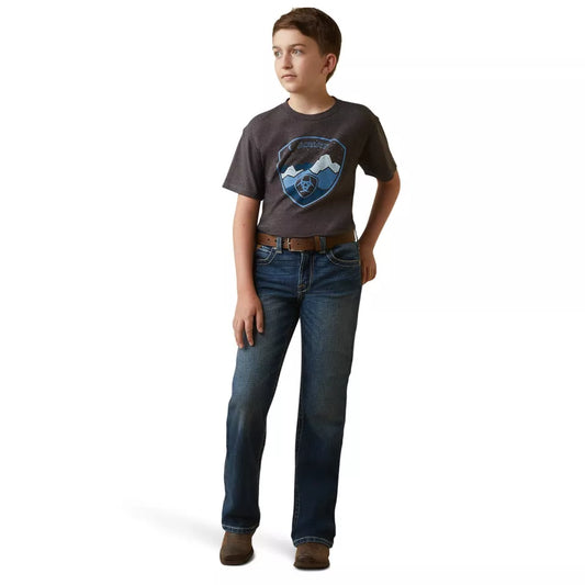 Ariat Boys Logoscape Short Sleeve T-Shirt Charcoal Heather 10044748