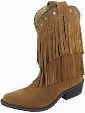 Smoky Mountain Wisteria Suede Fringe Western Boots - Girl's Snip Toe! SO CUTE!
