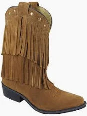 Smoky Mountain Wisteria Suede Fringe Western Boots - Girl's Snip Toe! SO CUTE!