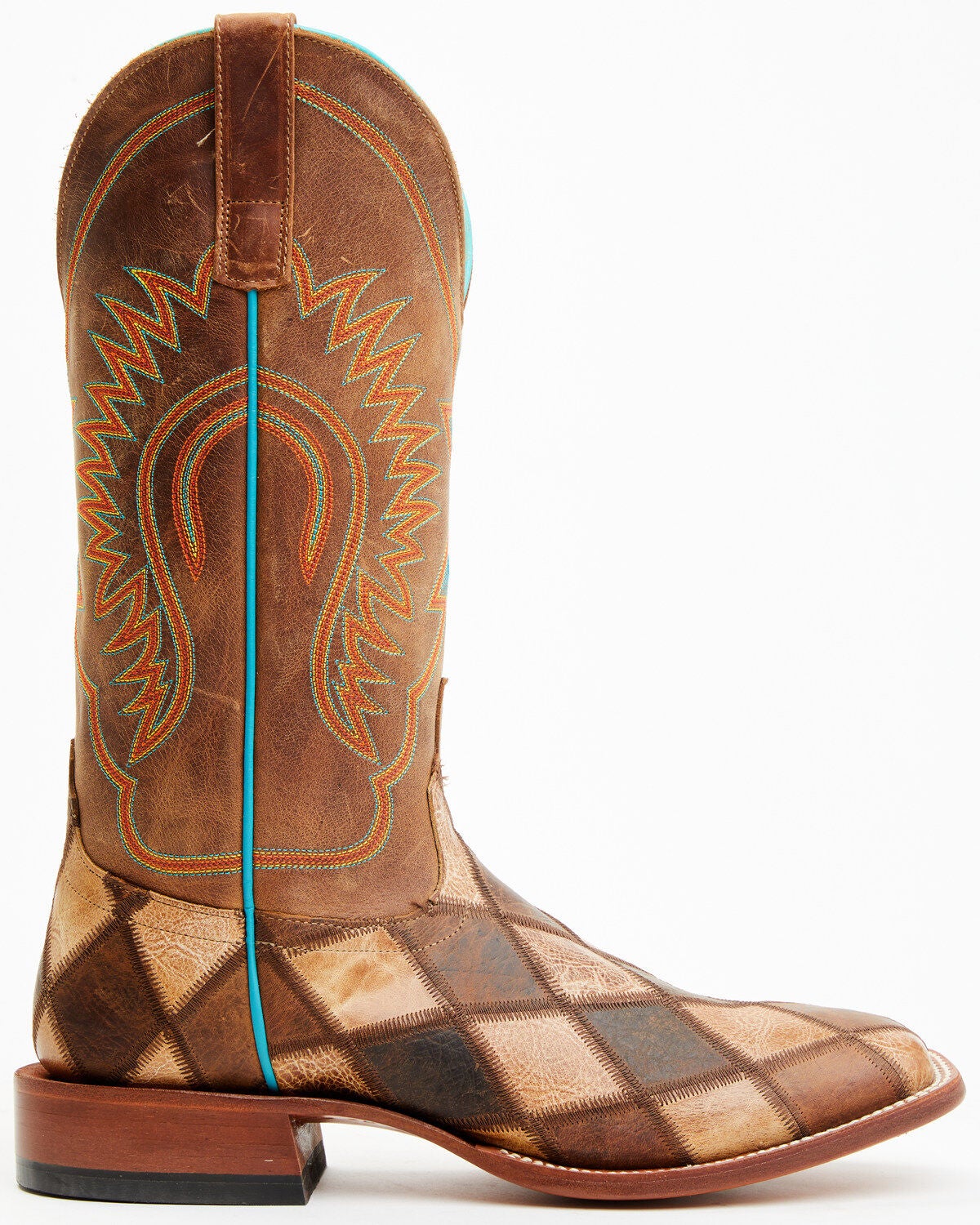 Horse Power Crazy Train Patchwork Leather Vamp w/ Honey Crazy Horse