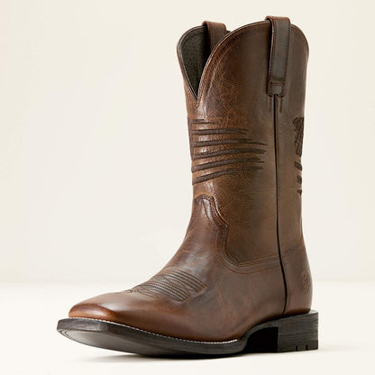 Ariat Circuit Patriot Cowboy Boot in Weathered Tan Leather