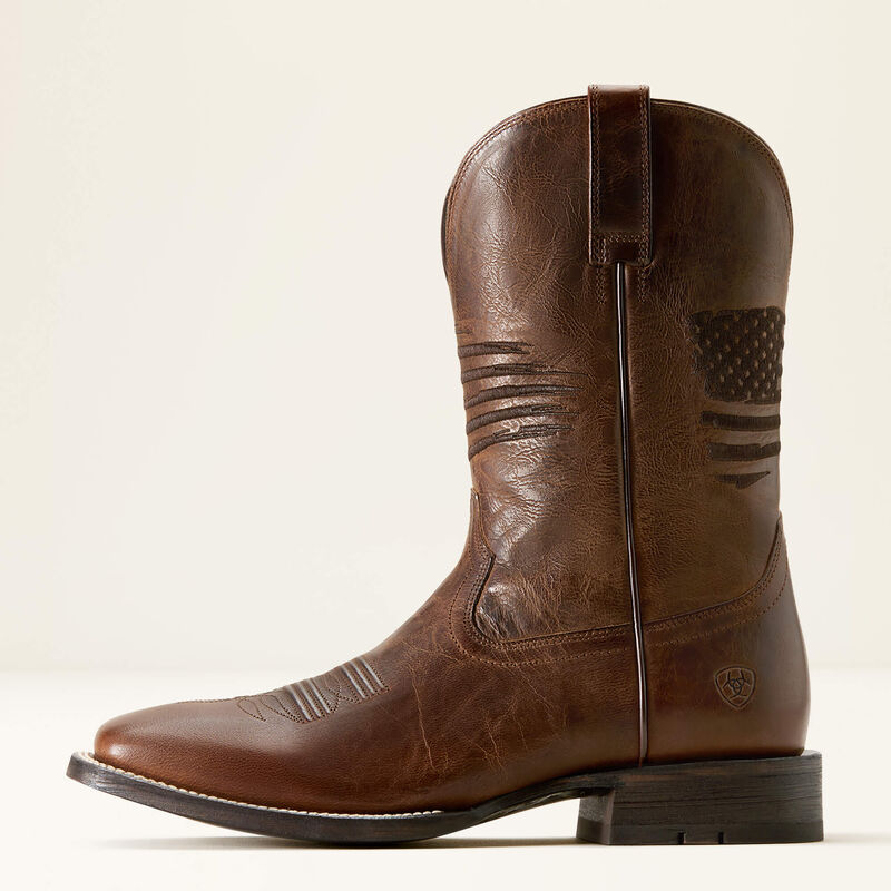 Ariat Circuit Patriot Cowboy Boot in Weathered Tan Leather