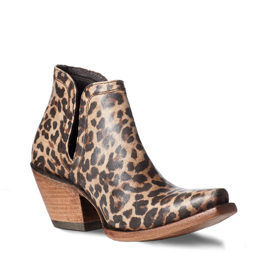 Ariat Western Leather Distressed Leopard Dixon Bootie