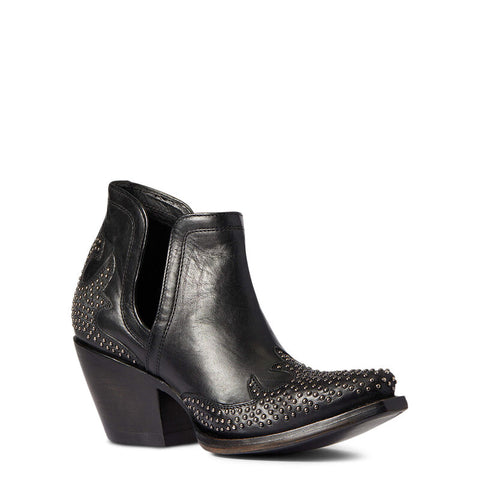 Ariat Dixon Black Leather Studded WINGTIP Western Bootie #10038305 - RARE FIND