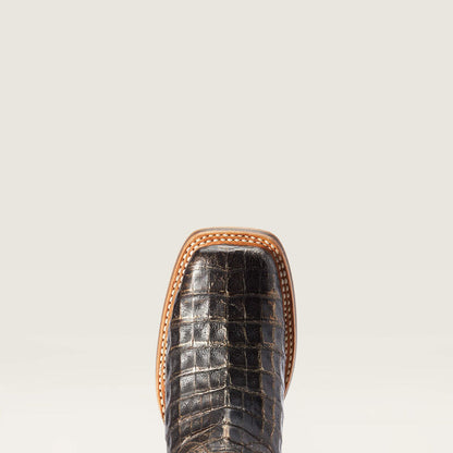 Donatella Chocolate Caiman Leopard Hair-on Western Boot