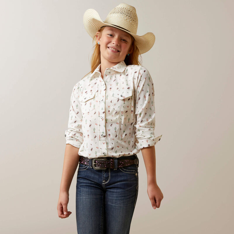 Ariat Girls Santa Fe Crystal Snap Western Shirt #10044972