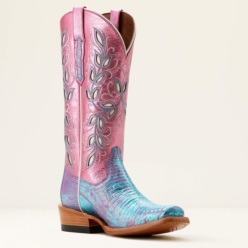 Arait Women's Futurity Silk Irridescent Lizard Western Boot! Gorgeous!