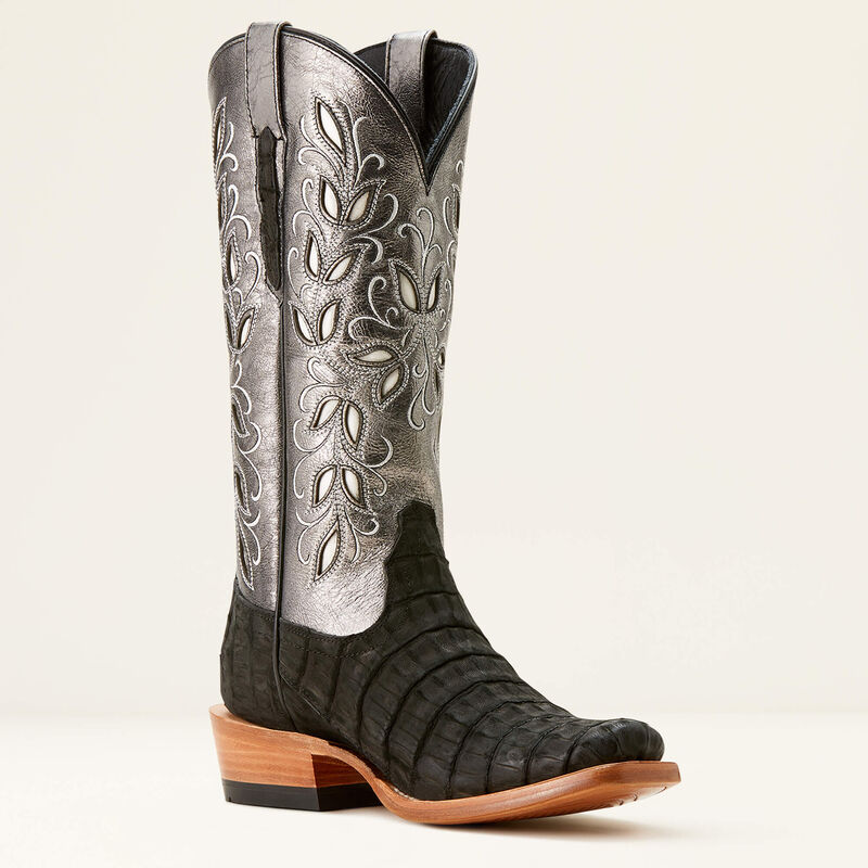 Ariat Women's BLACK SUEDED CAIMAN|SOFT MERCURY Futurity Silk Western Boot