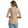 Wrangler Yellow Plaid Women's Sleeveless Collared Snap Front Shirt 112347142