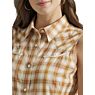 Wrangler Yellow Plaid Women's Sleeveless Collared Snap Front Shirt 112347142