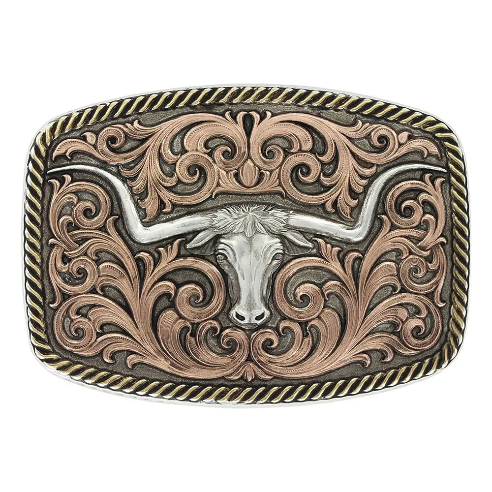 Tri-Color Champion Texas Longhorn Buckle