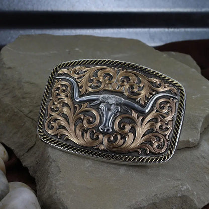 Tri-Color Champion Texas Longhorn Buckle