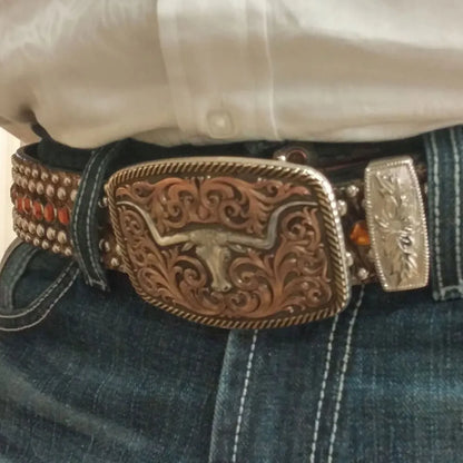 Tri-Color Champion Texas Longhorn Buckle