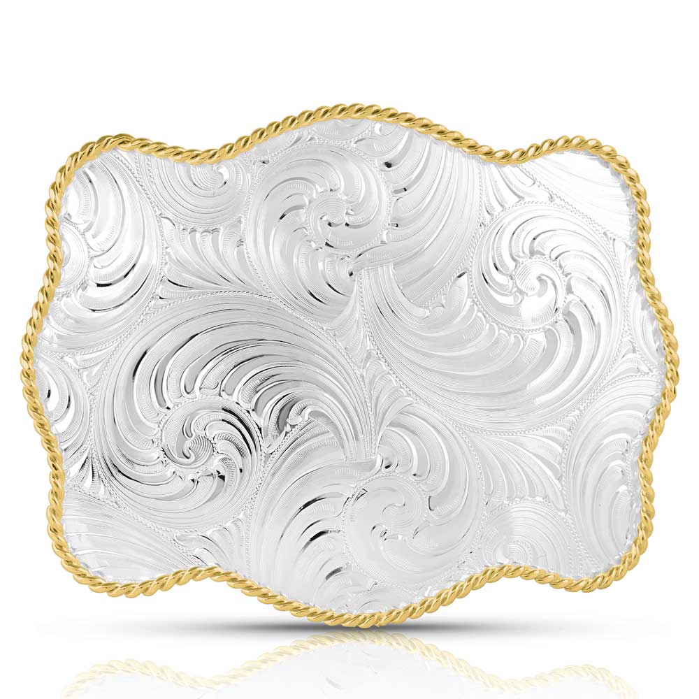 Montana Silversmiths Bold Engraved Two-Tone Scalloped Buckle