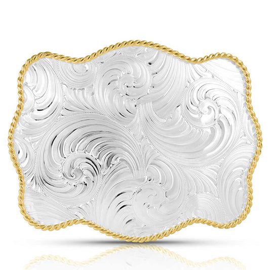 Montana Silversmiths Bold Engraved Two-Tone Scalloped Buckle