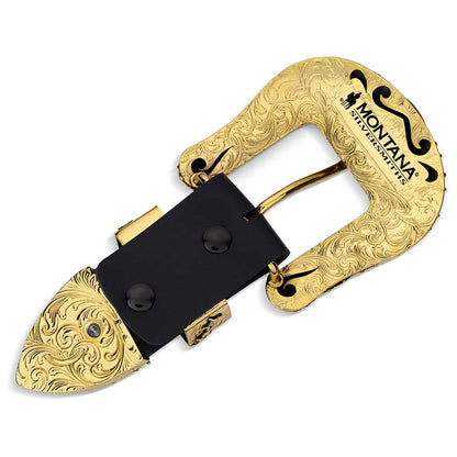 Montana Silversmiths Lonestar 3 Piece Yellow Gold Belt Buckle Set